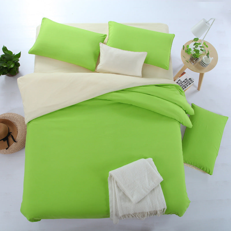 HKM-896211 Double Spell Four-Piece Bedding Set - Soft Polyester Fiber Fabric