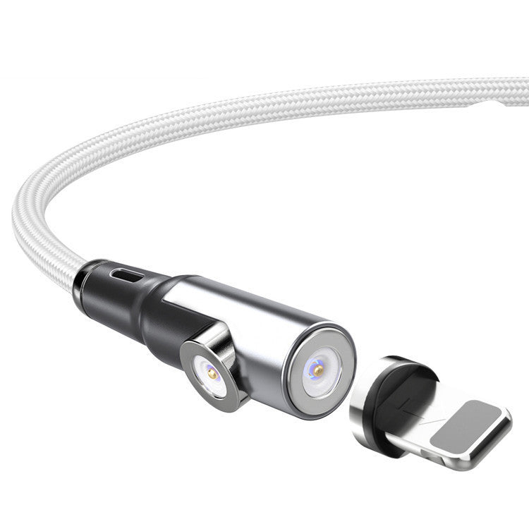 HKM-896275 Dual-Function Magnetic Data Cable for Straight and Bent Connections, 1m/2m, Black Silver, Durable Braided Design