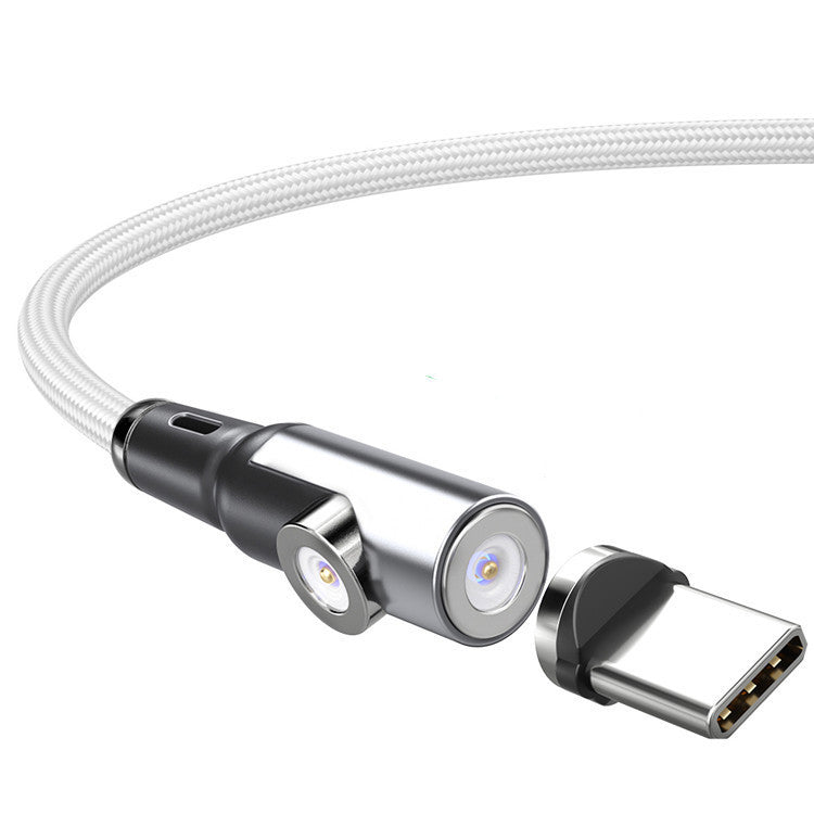 HKM-896275 Dual-Function Magnetic Data Cable for Straight and Bent Connections, 1m/2m, Black Silver, Durable Braided Design