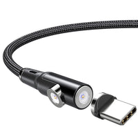 HKM-896275 Dual-Function Magnetic Data Cable for Straight and Bent Connections, 1m/2m, Black Silver, Durable Braided Design