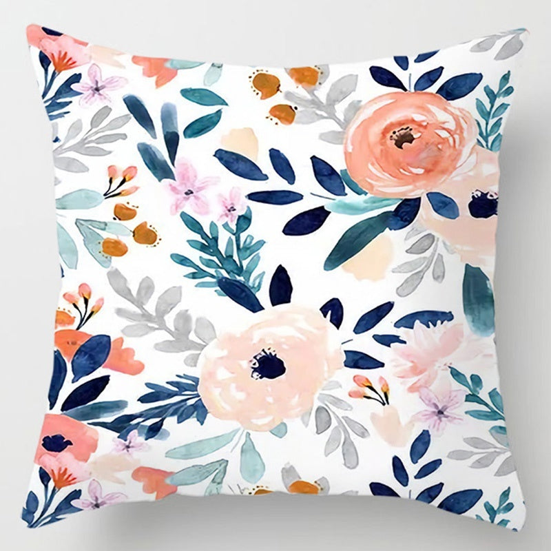 HKM-896275 Floral Plant Pattern Modern Minimalist Cushion Cover - Peach Skin, 40x40cm/45x45cm