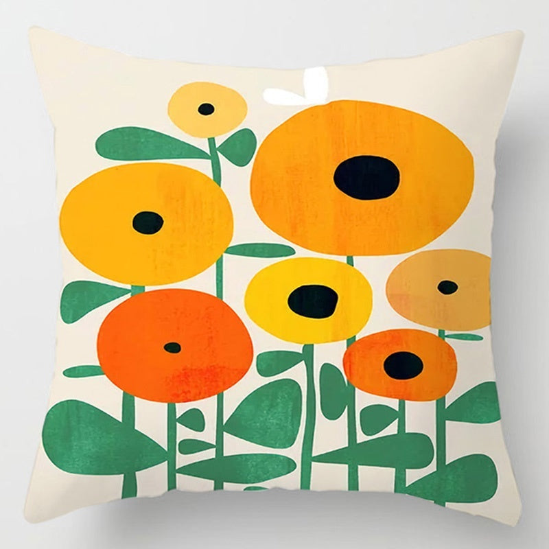 HKM-896275 Floral Plant Pattern Modern Minimalist Cushion Cover - Peach Skin, 40x40cm/45x45cm