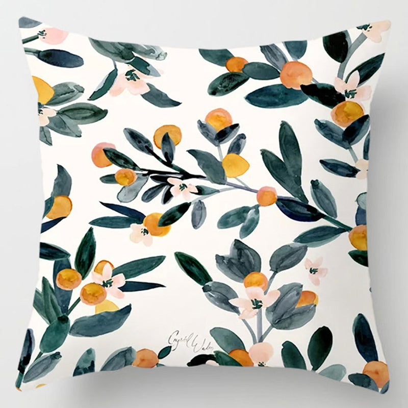 HKM-896275 Floral Plant Pattern Modern Minimalist Cushion Cover - Peach Skin, 40x40cm/45x45cm