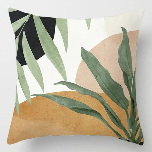 HKM-896275 Floral Plant Pattern Modern Minimalist Cushion Cover - Peach Skin, 40x40cm/45x45cm