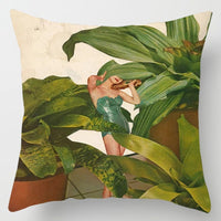 HKM-896275 Floral Plant Pattern Modern Minimalist Cushion Cover - Peach Skin, 40x40cm/45x45cm