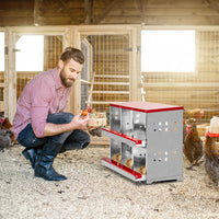 HKM-896659 6 Compartments, 84x43x62, Sloping Roof, Disassembled, Iron, Red