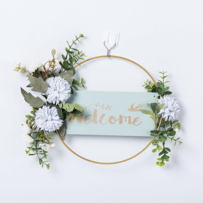 HKM-896659 Decorative Floral Garland Wreath for Window and Wall - Green, Pink, and White Options Available