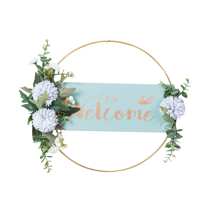 HKM-896659 Decorative Floral Garland Wreath for Window and Wall - Green, Pink, and White Options Available