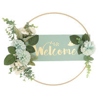 HKM-896659 Decorative Floral Garland Wreath for Window and Wall - Green, Pink, and White Options Available
