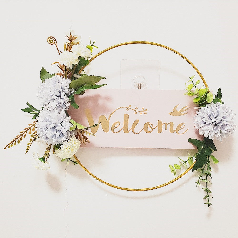 HKM-896659 Decorative Floral Garland Wreath for Window and Wall - Green, Pink, and White Options Available