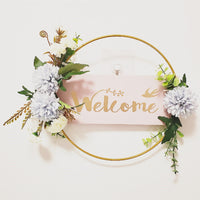 HKM-896659 Decorative Floral Garland Wreath for Window and Wall - Green, Pink, and White Options Available