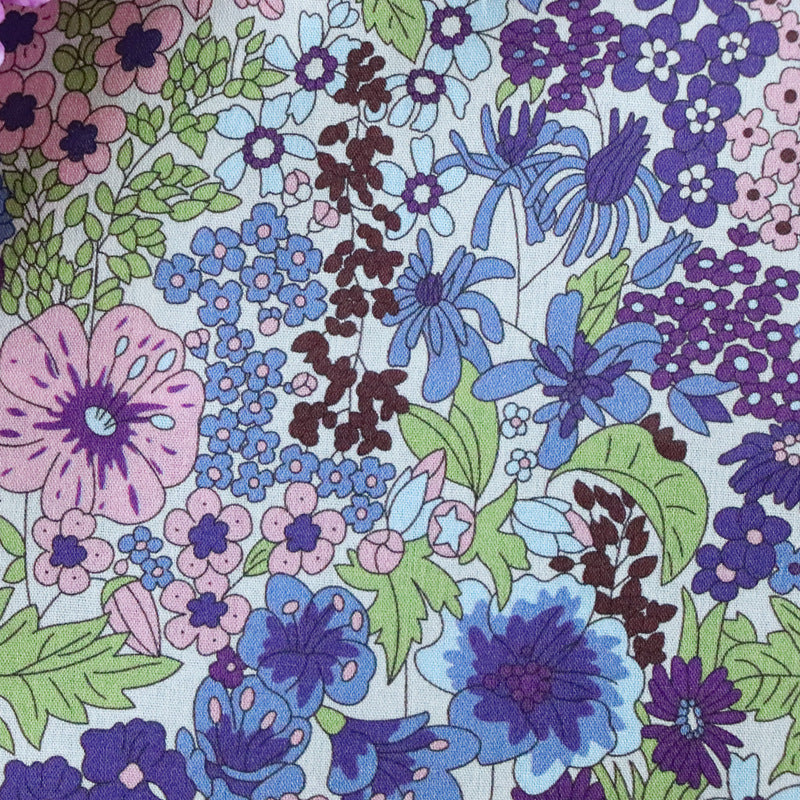 HKM-896723 CIARA Purple Floral Cotton Poplin Fabric, 1M x 1.45M, 100% Cotton