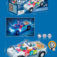 HKM-896851 Transparent Light-Up 3D Racing Car Toy for Kids, Mechanical Gear Push Toy, Ages 2-13