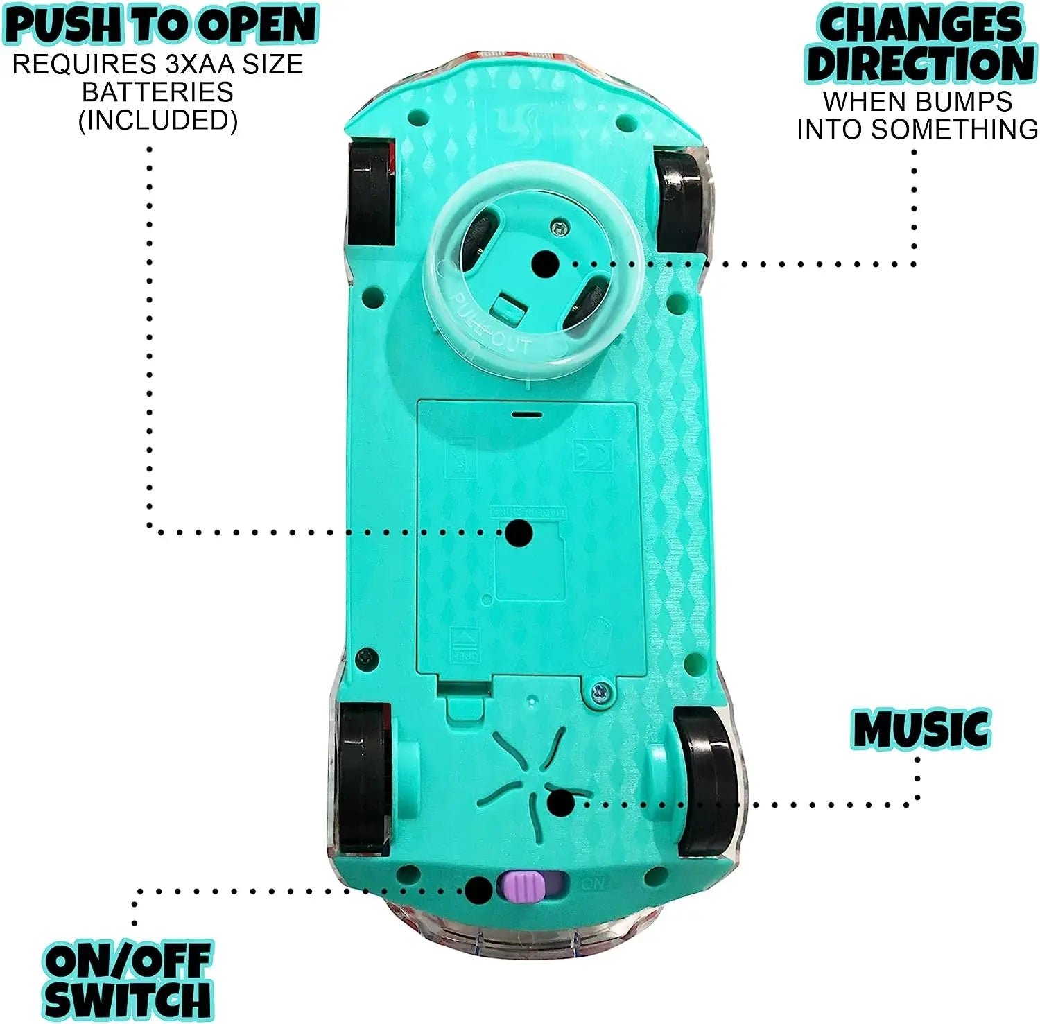 HKM-896851 Transparent Light-Up 3D Racing Car Toy for Kids, Mechanical Gear Push Toy, Ages 2-13