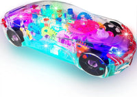 HKM-896851 Transparent Light-Up 3D Racing Car Toy for Kids, Mechanical Gear Push Toy, Ages 2-13