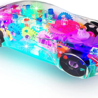 HKM-896851 Transparent Light-Up 3D Racing Car Toy for Kids, Mechanical Gear Push Toy, Ages 2-13