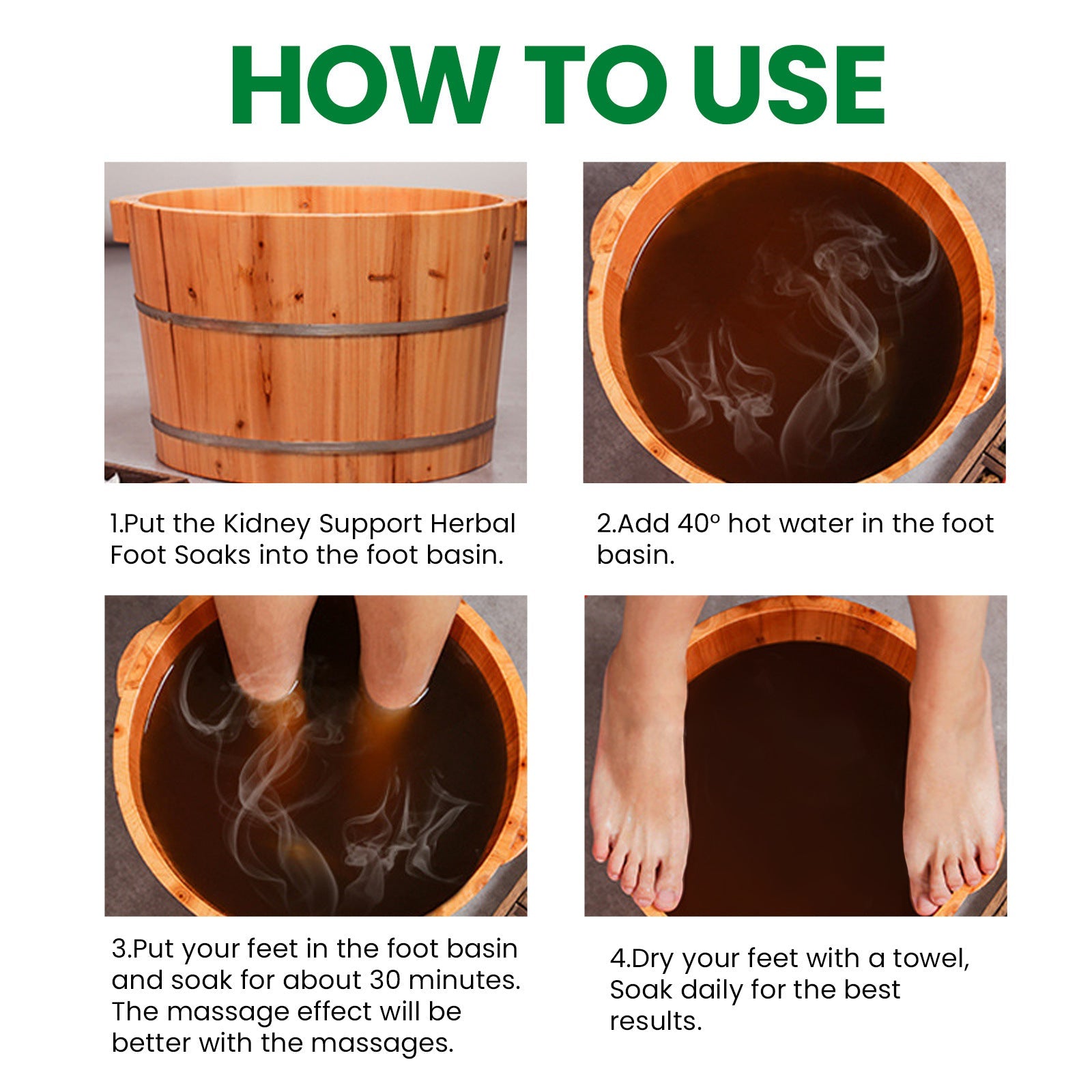 HKM-897043 Foot Bath Bags with Ginger Oil, Saffron, and Mugwort - 10 Pack for Moisturizing and Relaxation