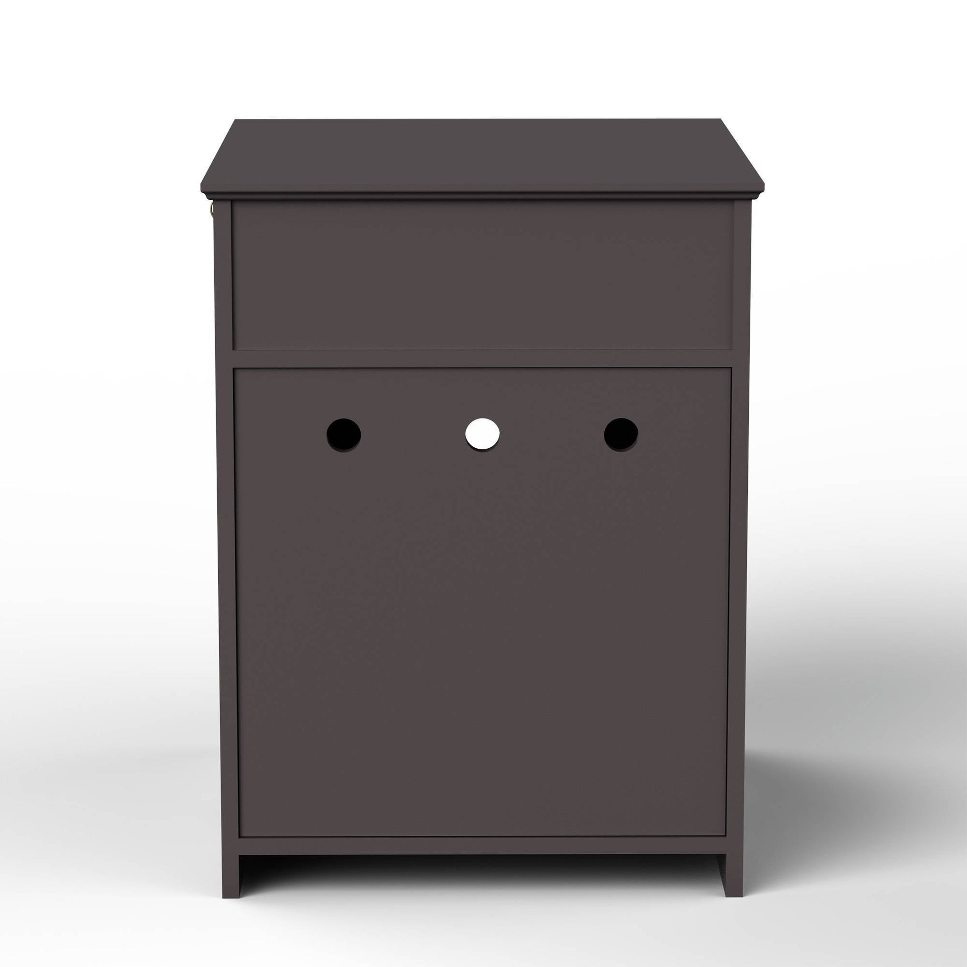 HKM-897043 Indoor Wooden Cat Litter Box Enclosure with Drawer and Side Table, Pet Crate Nightstand (Brown)