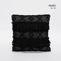 HKM-897107 Cotton Knitting Tassel Stripe Pillow Cover for Bedroom Decor - 50×30cm, 44×44cm, 39×39cm