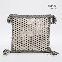 HKM-897107 Cotton Knitting Tassel Stripe Pillow Cover for Bedroom Decor - 50×30cm, 44×44cm, 39×39cm