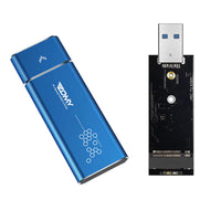 HKM-897235 M.2 NGFF Solid State Drive Aluminum Case - USB 3.0 Compatible, Metallic Gray & Tech Blue Options