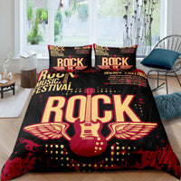 HKM-897363 Rock Music Inspired Modern Bedding Set - Available in Various Sizes