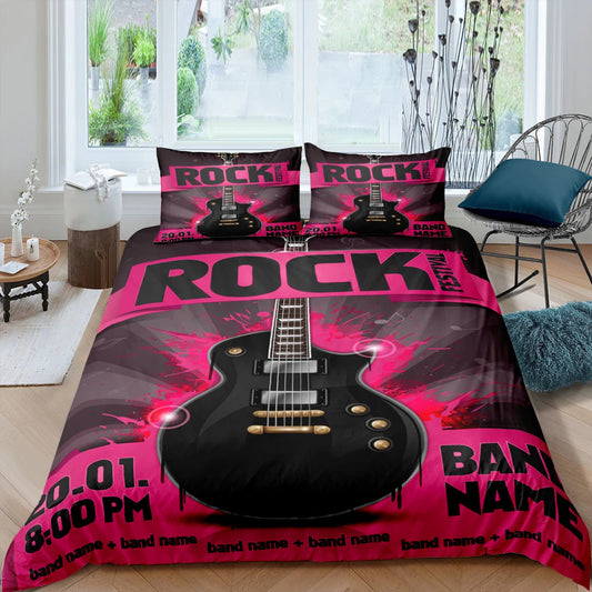 HKM-897363 Rock Music Inspired Modern Bedding Set - Available in Various Sizes