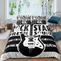 HKM-897363 Rock Music Inspired Modern Bedding Set - Available in Various Sizes