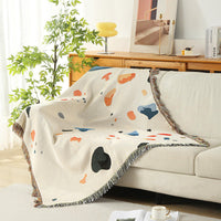 HKM-897363 Starry Sky Polyester Cotton Sofa Towel Cover Blanket for Modern Decor & Camping