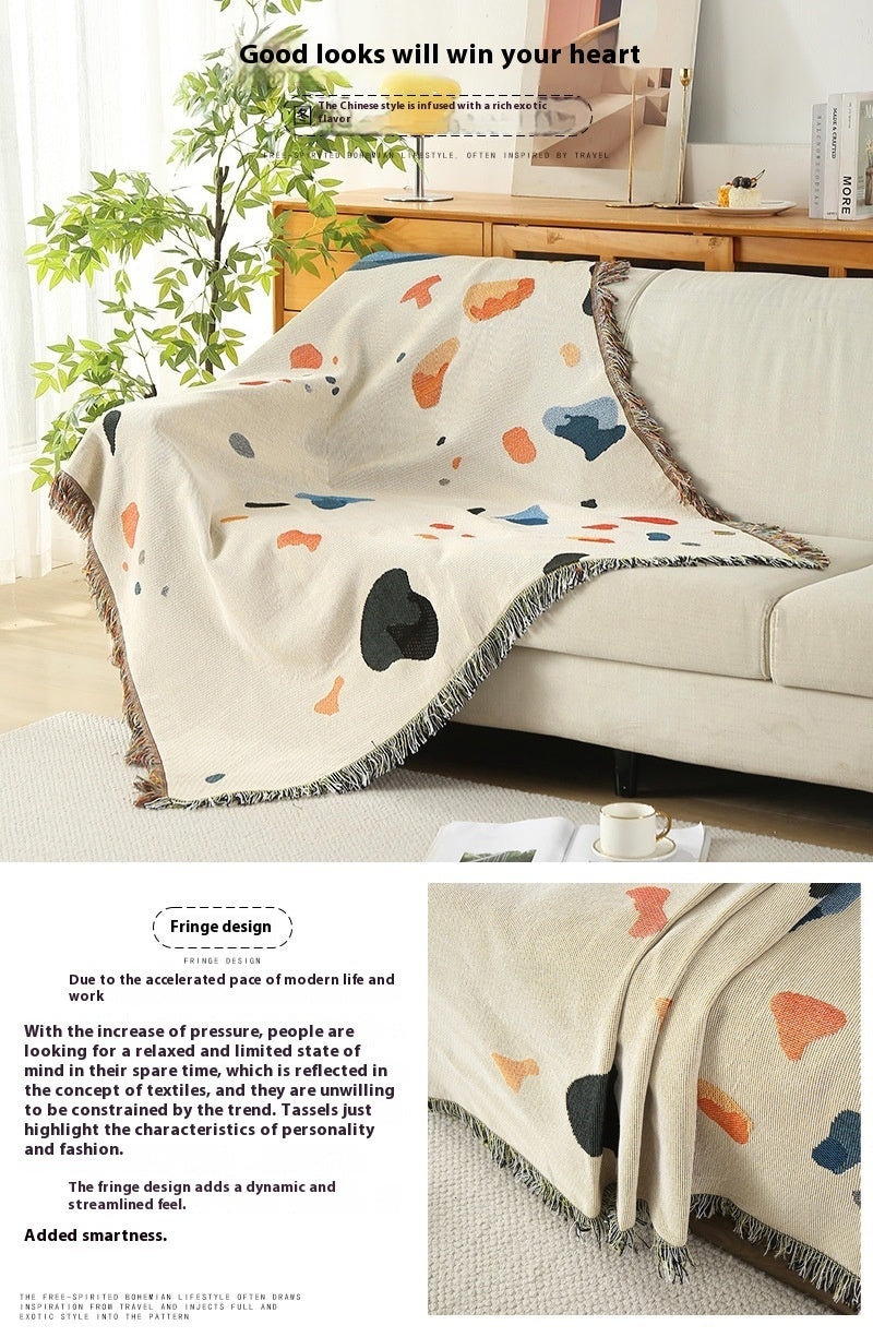 HKM-897363 Starry Sky Polyester Cotton Sofa Towel Cover Blanket for Modern Decor & Camping