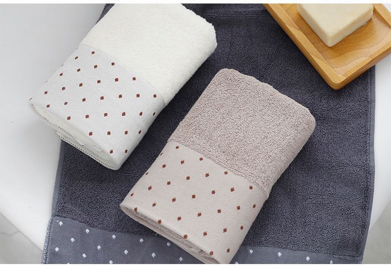 HKM-897619 Satin Dot Jacquard Cotton Face Towel - Thick, Soft, and Absorbent