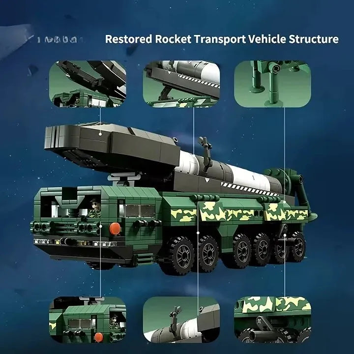 Army Carrier Rocket Building Block Set - Construction Toy for Ages 2 and Up with 50 Pieces