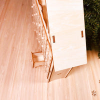 HKM-897811 DIY Wooden Christmas Calendar Gift Box - Basswood Decoration, 38x30x5cm, Carved Design