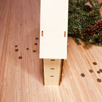 HKM-897811 DIY Wooden Christmas Calendar Gift Box - Basswood Decoration, 38x30x5cm, Carved Design