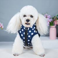 HKM-897875 Cozy Polka-Dot Cotton-Padded Dog Vest in Pink and Blue Options for All Breeds