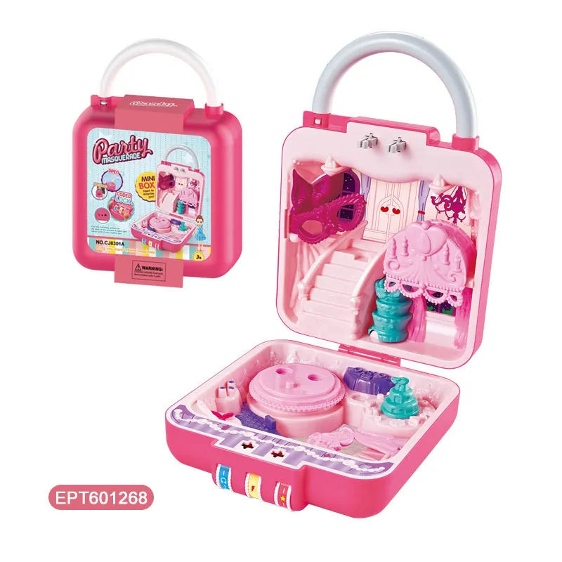 KTX-897875 Kids Pretend Play Makeup Set with Handbag and Suitcase for Dress-Up Fun