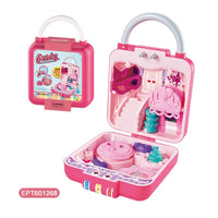 HKM-897875 Kids Pretend Play Makeup Set with Handbag and Suitcase for Dress-Up Fun