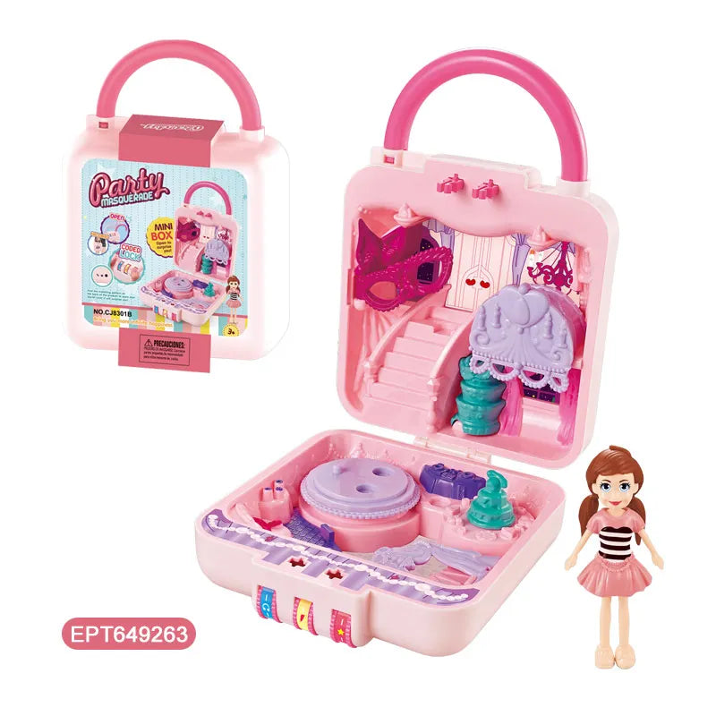KTX-897875 Kids Pretend Play Makeup Set with Handbag and Suitcase for Dress-Up Fun