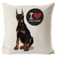 HKM-897875 Retro Nostalgia Dog Cartoon Pillow Cover – Linen with PP Cotton Filling