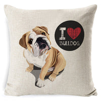 HKM-897875 Retro Nostalgia Dog Cartoon Pillow Cover – Linen with PP Cotton Filling