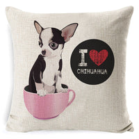 HKM-897875 Retro Nostalgia Dog Cartoon Pillow Cover – Linen with PP Cotton Filling