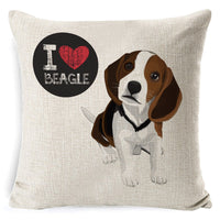 HKM-897875 Retro Nostalgia Dog Cartoon Pillow Cover – Linen with PP Cotton Filling