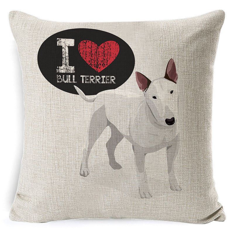HKM-897875 Retro Nostalgia Dog Cartoon Pillow Cover – Linen with PP Cotton Filling