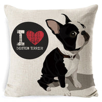 HKM-897875 Retro Nostalgia Dog Cartoon Pillow Cover – Linen with PP Cotton Filling