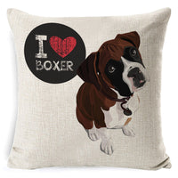 HKM-897875 Retro Nostalgia Dog Cartoon Pillow Cover – Linen with PP Cotton Filling