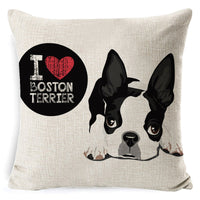 HKM-897875 Retro Nostalgia Dog Cartoon Pillow Cover – Linen with PP Cotton Filling