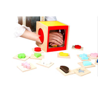 HKM-898067 Touch Box, Wooden Tactile Puzzle Box for Sensory Training and Development