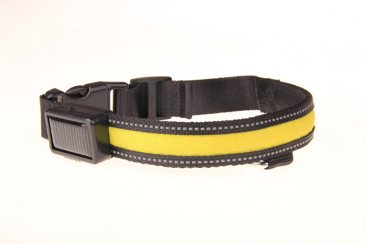 HKM-898067 USB Rechargeable LED Solar Pet Collar with Reflective Nylon Webbing - Multiple Colors