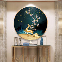 HKM-898195 Diamond Painted Deer Wall Art for Living Room - Full Diamond Craft, Multiple Sizes Available