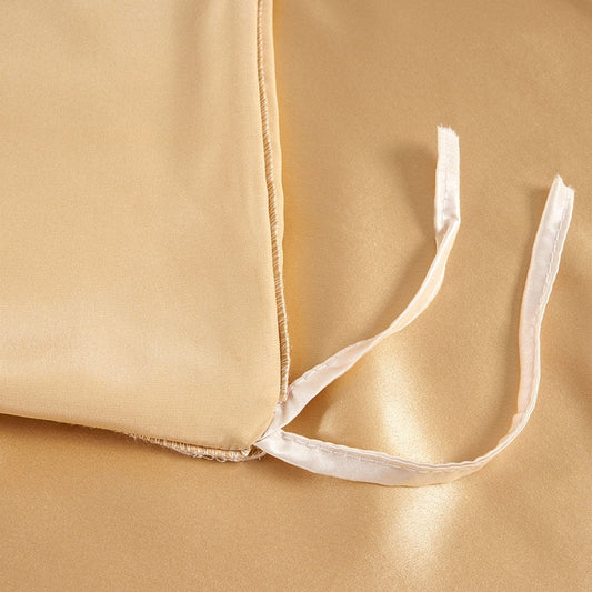 HKM-898195 Nordic Style Solid Color Silk Fitted Bed Sheet Set - Four Pieces